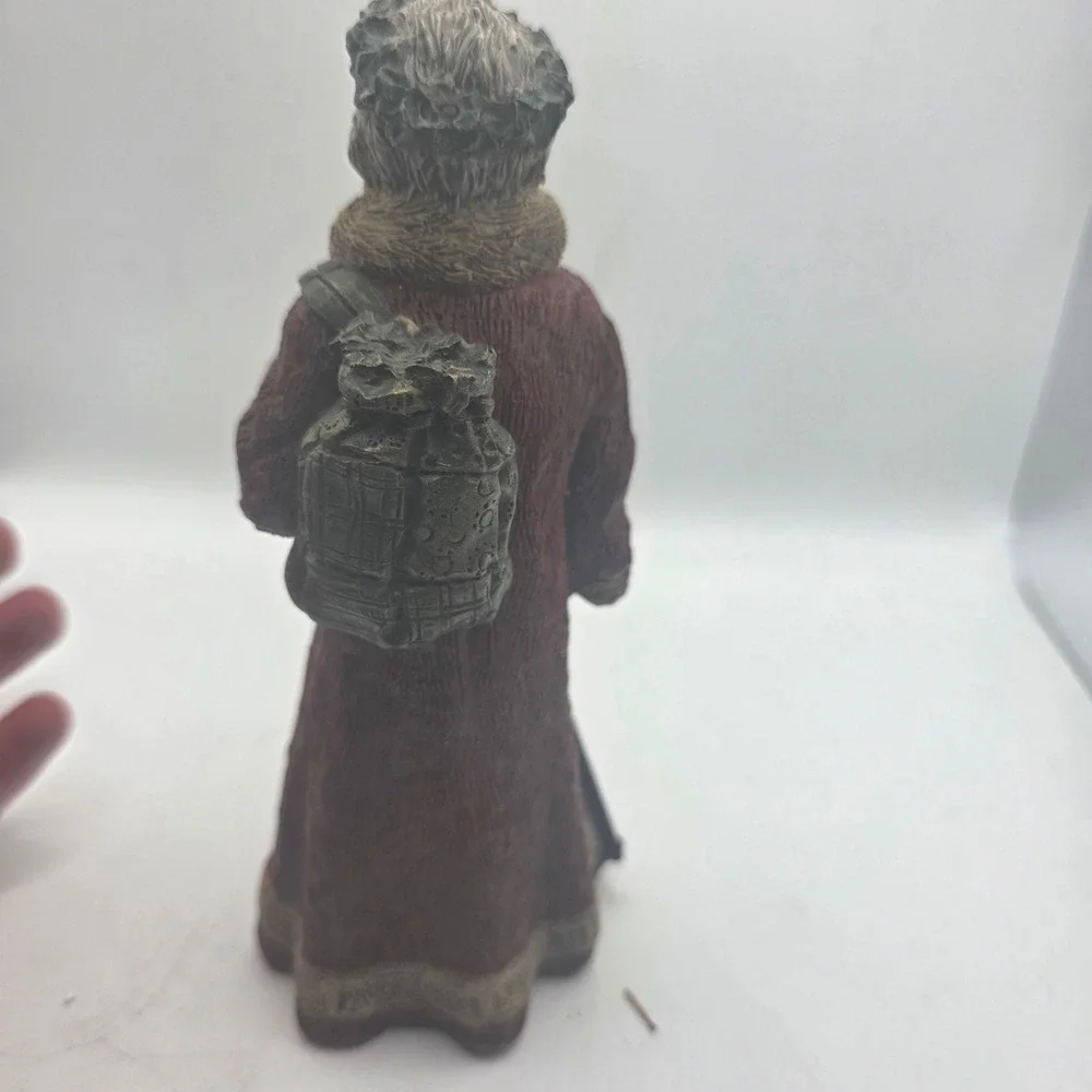 Vintage Style Father Christmas Santa Figurine Holding Joy Ornament Gift Sack